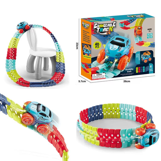 DIY Assembled Race Track Toy Car Set Electric Rail Car Train Track Magic Flexible Speed Railway Racing Boy Toys for Kids Gifts